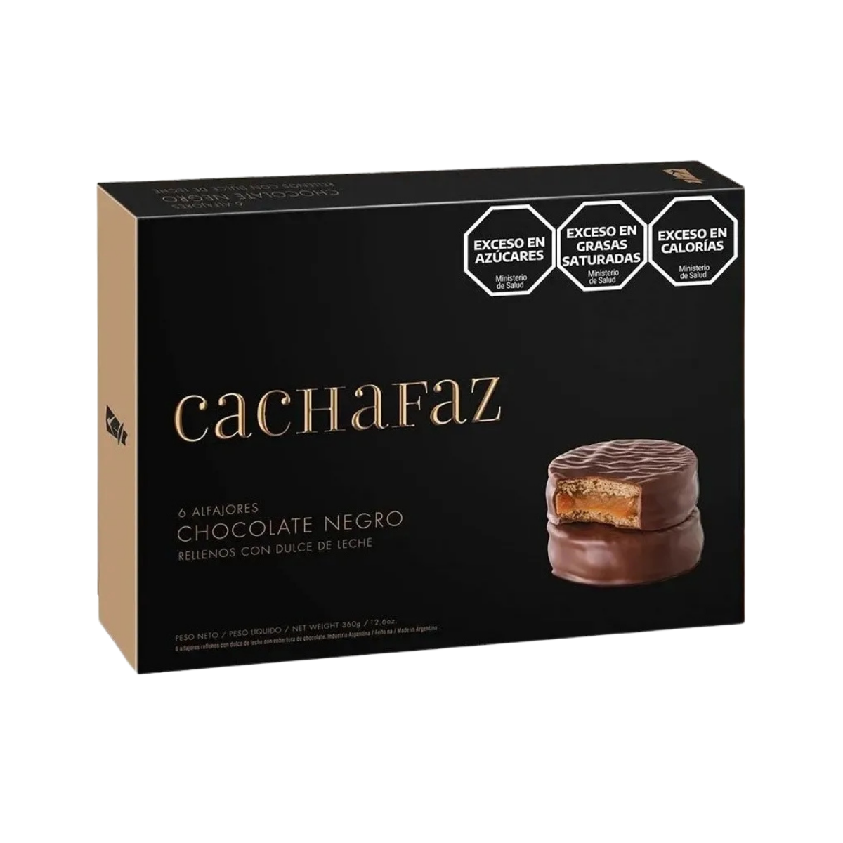 Alfajor Cachafaz Negro Com Doce De Leite - Caixa C/6un